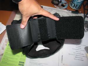 Rear view Velcro and elastic strap closure